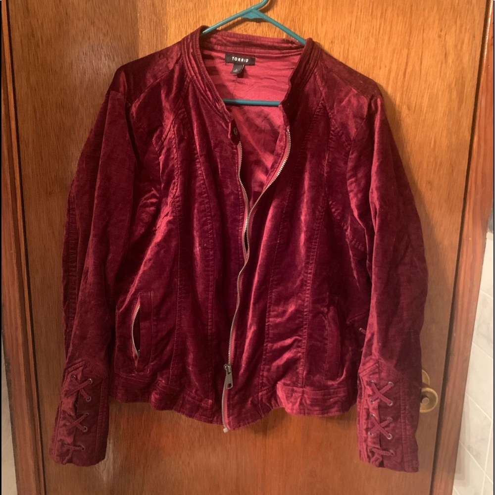 Torrid Cropped Velvet Jacket